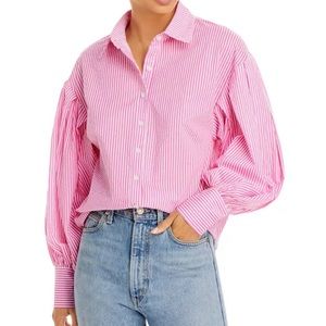 Aqua Puff Sleeve Button Down Shirt. Brand NWT. Size XS